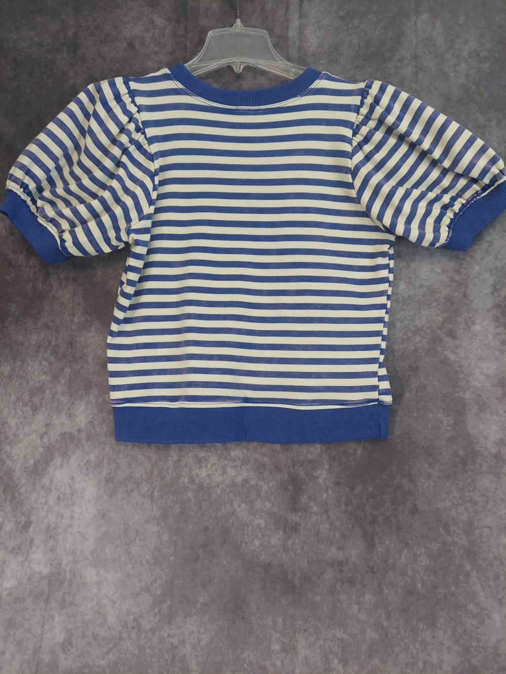 Jodifl Blue & White Striped Puff Sleeve Cotton Blend Top Women's Small - Picture 7 of 7